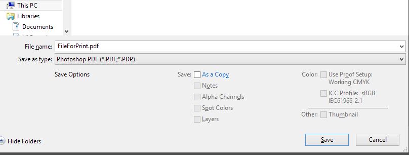 Save file as PDF in Photoshop